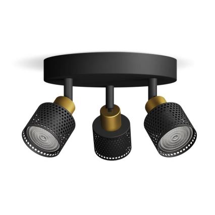 Philips - Reflektorska svjetiljka NIALL 3xGU10/5W/230V crna/mesing