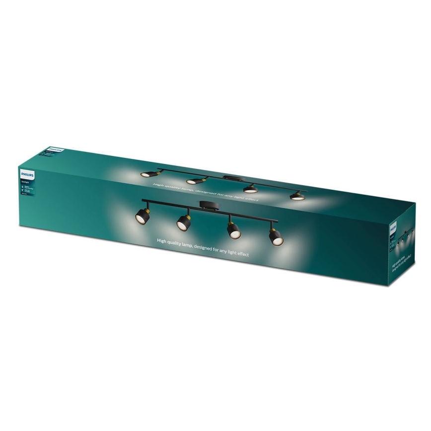 Philips - Reflektorska svjetiljka NIALL 4xGU10/5W/230V crna/mesing
