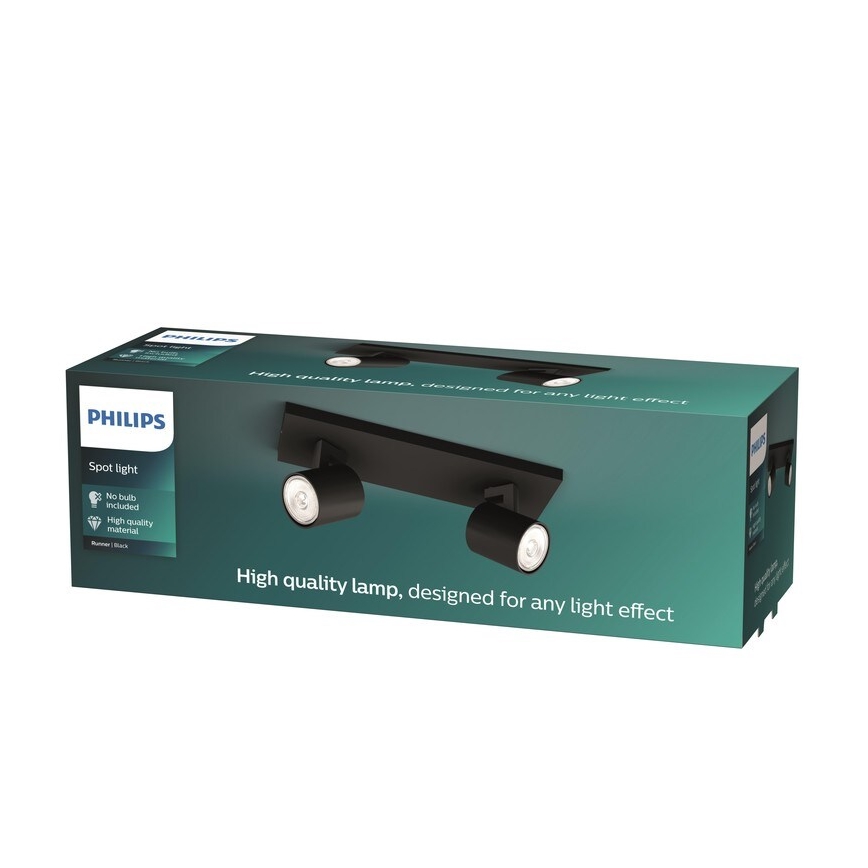 Philips - Reflektorska svjetiljka RUNNER 2xGU10/20W/230V crna