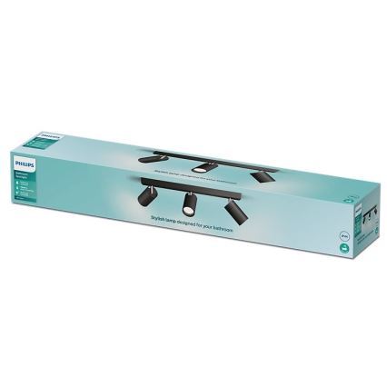 Philips - Reflektorska svjetiljka za kupaonicu IDRIS 3xGU10/5W/230V IP44 crna