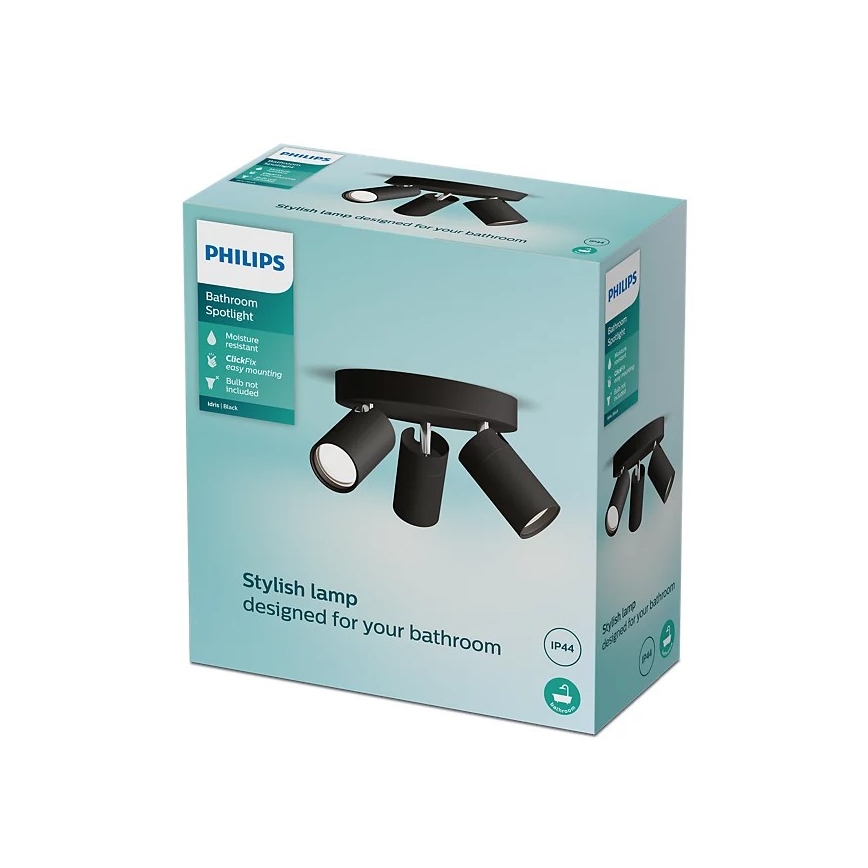 Philips - Reflektorska svjetiljka za kupaonicu IDRIS 3xGU10/5W/230V IP44 crna