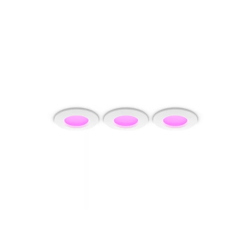 Philips - Komplet 3 kom. LED RGBW prigušivo ugradno stropno svjetlo za kupaonicu Hue SLIM LED/8,3W/230V 1000-20000K bijela P44