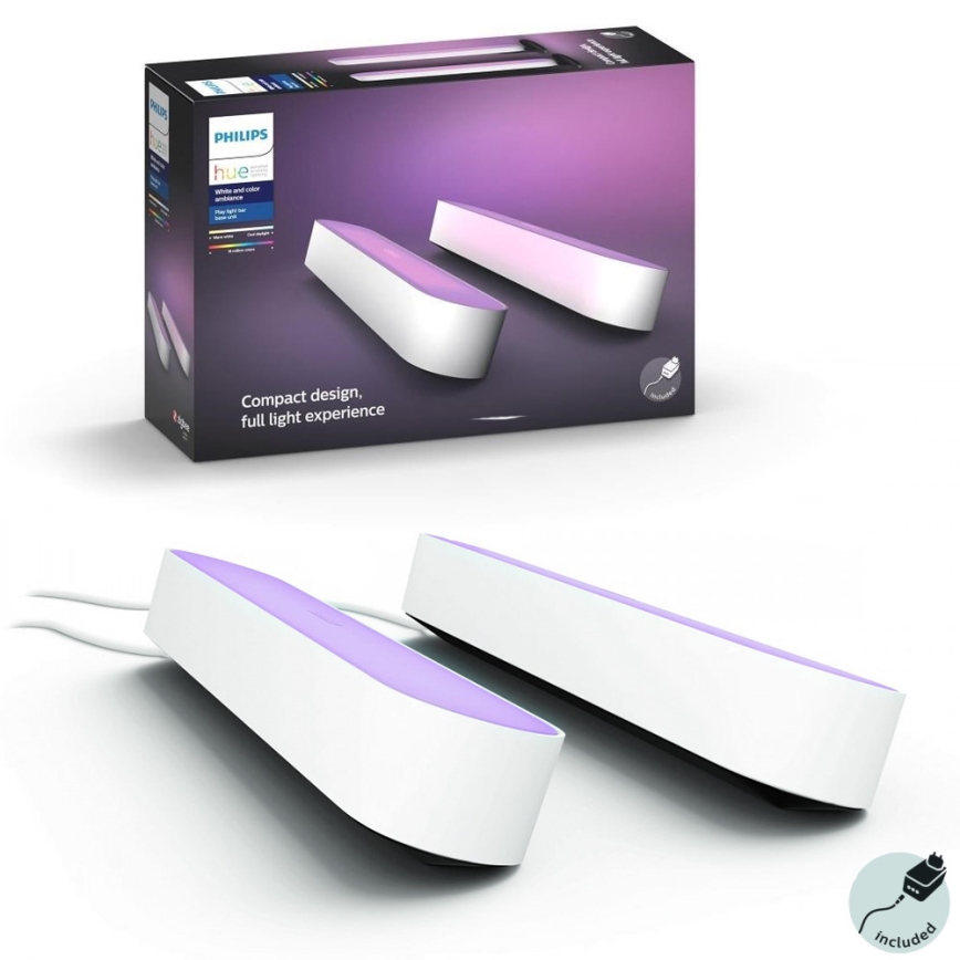 Philips - SET 2x LED RGB Stolna lampa s prigušivanjem Hue PLAY LED/6W/230V bijela