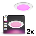 Philips - SET 2x LED RGBW prigušivo kupaonsko ugradno stropno svjetlo Hue SLIM LED/12W/230V 2000-6500K bijela IP44