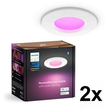 Philips - SET 2x LED RGBW s mogućnošću prigušivanja kupaonsko ugradno stropno svjetlo Hue SLIM LED/8,3W/230V 2000-6500K bijela IP44