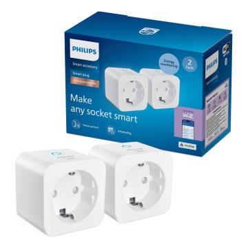 Philips - SET 2x pametne SCHUKO utičnice 2300W + Wi-Fi mjerač potrošnje energije