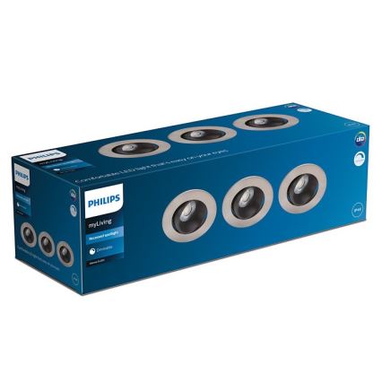 Philips - SET 3x LED Prigušiva ugradbena svjetiljka za kupaonicu ABROSA LED/9W/230V IP44