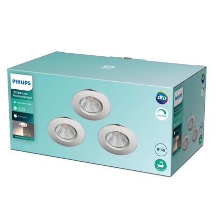 Philips - SET 3x LED Prigušiva svjetiljka za kupaonicu DIVE 1xLED/5,5W/230V IP65