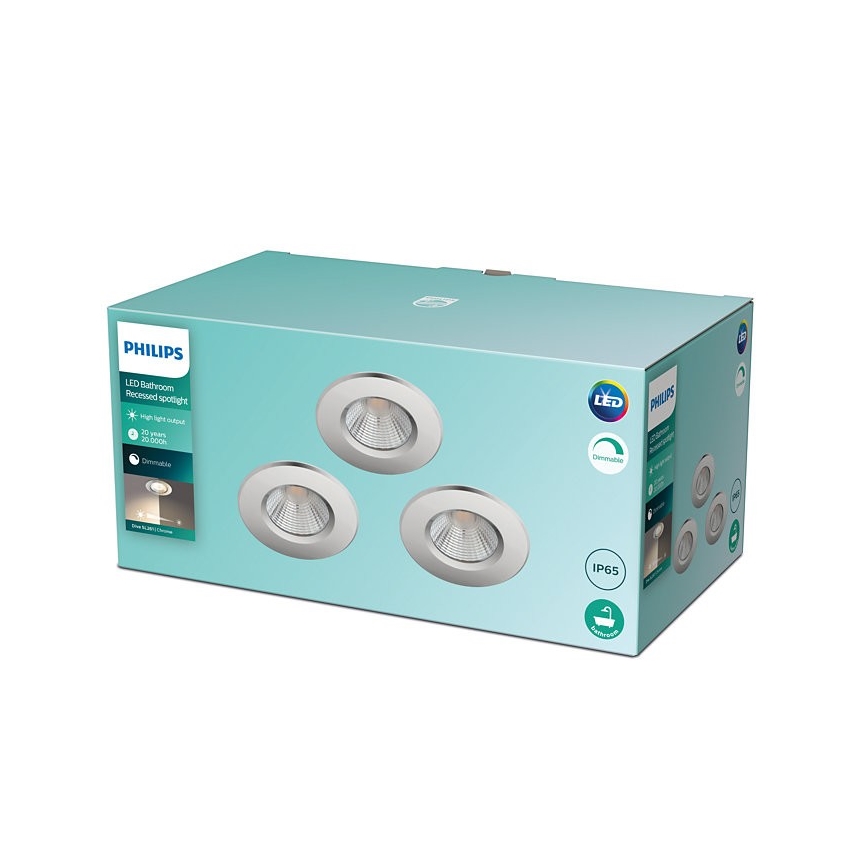 Philips - SET 3x LED Prigušiva svjetiljka za kupaonicu DIVE 1xLED/5,5W/230V IP65