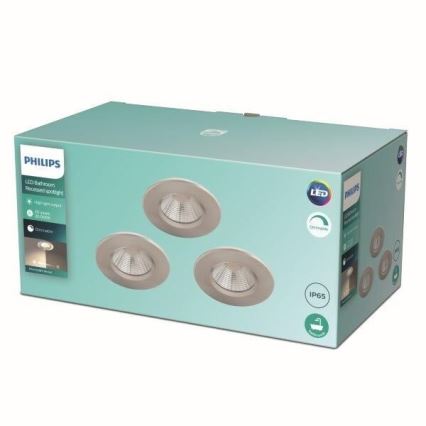 Philips - SET 3x LED Prigušiva svjetiljka za kupaonicu LED/5,5W/230V 2700K IP65