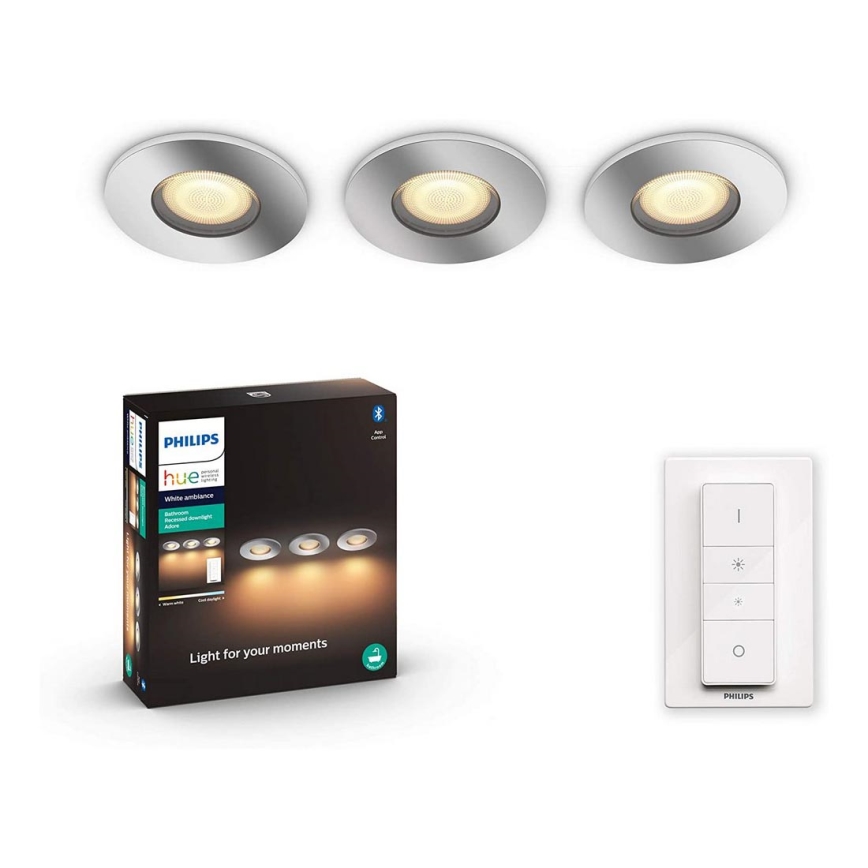 Philips - SET 3x LED Prigušiva svjetiljka za kupaonicu Hue ADORE 1xGU10/5W/230V IP44 + daljinski upravljač