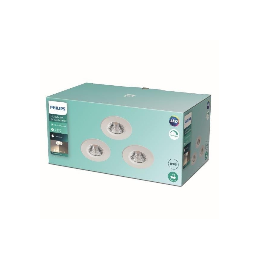 Philips - SET 3x LED Prigušiva svjetiljka za kupaonicu LED/5,5W/230V 2700K IP65