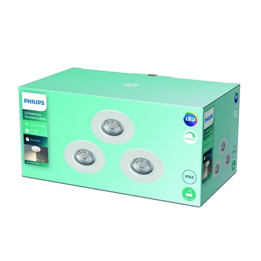 Philips - SET 3x LED Prigušiva svjetiljka za kupaonicu LED/5W/230V 2700K IP65