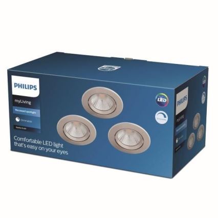 Philips - SET 3x LED Prigušiva ugradbena svjetiljka LED/5,5W/230V 2700K