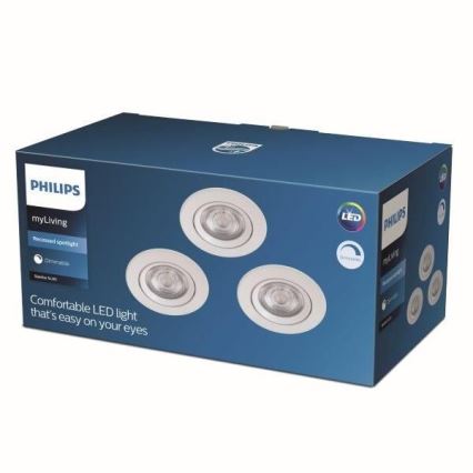 Philips - SET 3x LED Prigušiva ugradbena svjetiljka LED/5W/230V 2700K