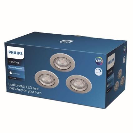 Philips - SET 3x LED Prigušiva ugradbena svjetiljka LED/5W/230V 2700K