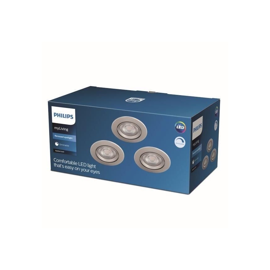 Philips - SET 3x LED Prigušiva ugradbena svjetiljka LED/5W/230V 2700K