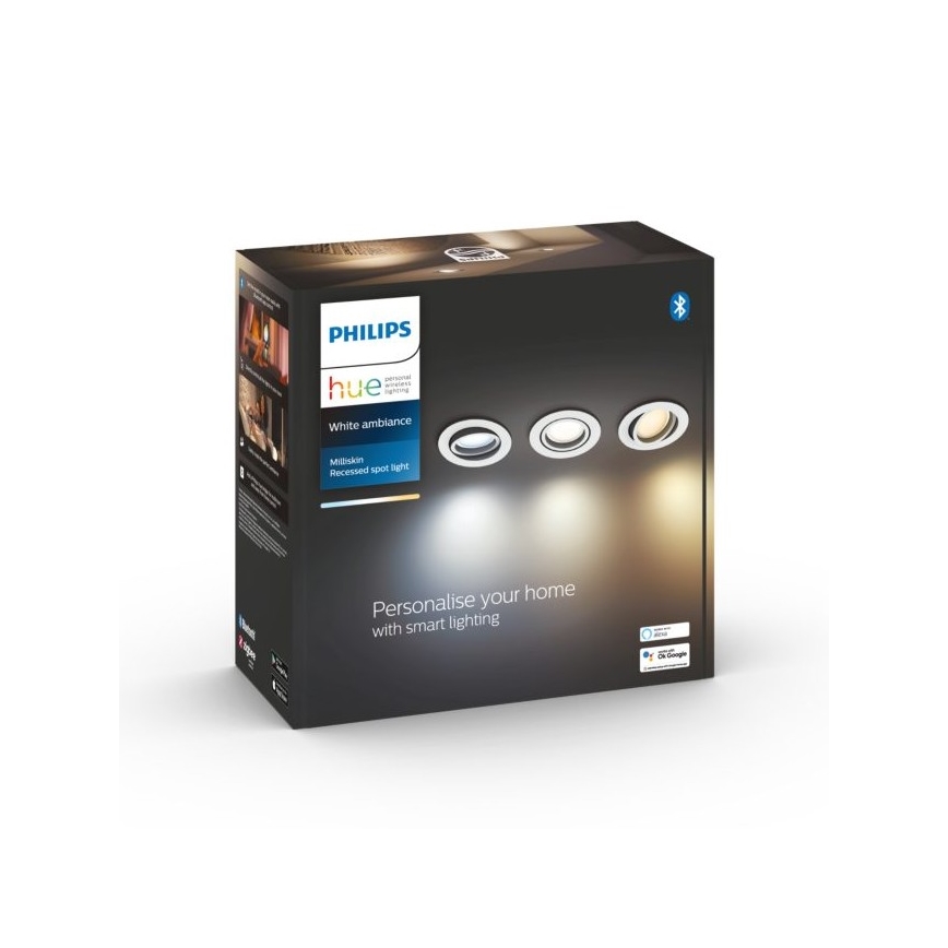 Philips - SET 3x LED Prigušiva ugradbena svjetiljka Hue MILLISKIN 1xGU10/5,7W/230V 2200-6500K