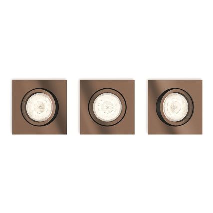 Philips 50393/05/P0 - SET 3x LED Prigušiva ugradbena svjetiljka SHELLBARK 1xLED/4,5W/230V 2200-2700K