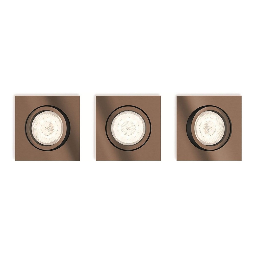 Philips 50393/05/P0 - SET 3x LED Prigušiva ugradbena svjetiljka SHELLBARK 1xLED/4,5W/230V 2200-2700K