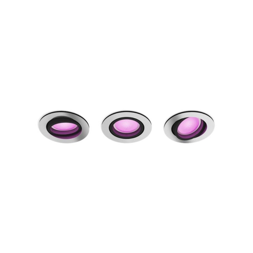 Philips - SET 3x LED RGB Prigušiva ugradbena svjetiljka Hue CENTURA 1xGU10/5,7W/230V 2000-6500K