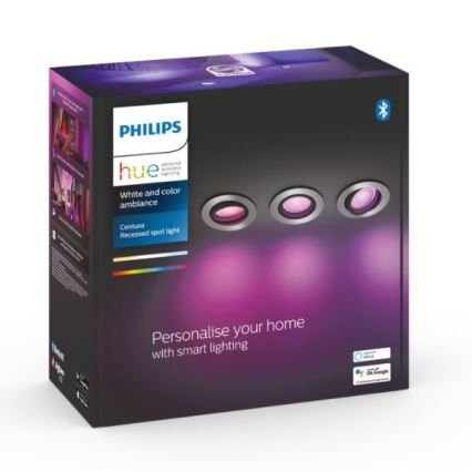 Philips - SET 3x LED RGB Prigušiva ugradbena svjetiljka Hue CENTURA 1xGU10/5,7W/230V 2000-6500K