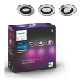 Philips - SET 3x LED RGB Prigušiva ugradbena svjetiljka Hue CENTURA 1xGU10/5,7W/230V 2000-6500K