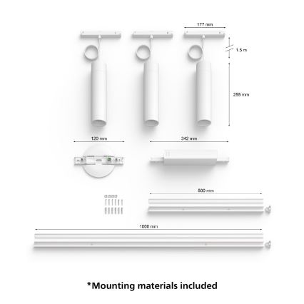 Philips - SET 3x LED RGB Prigušivi luster na sajli za tračni sustav Hue PERIFO LED RGB/15,6W/230V 2000-6500K