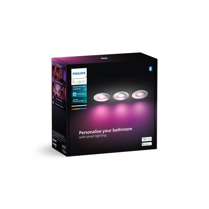 Philips - SET 3x LED RGBW Prigušiva ugradbena svjetiljka za kupaonicu Hue XAMENTO 1xGU10/4,2W/230V IP44 2000-6500K