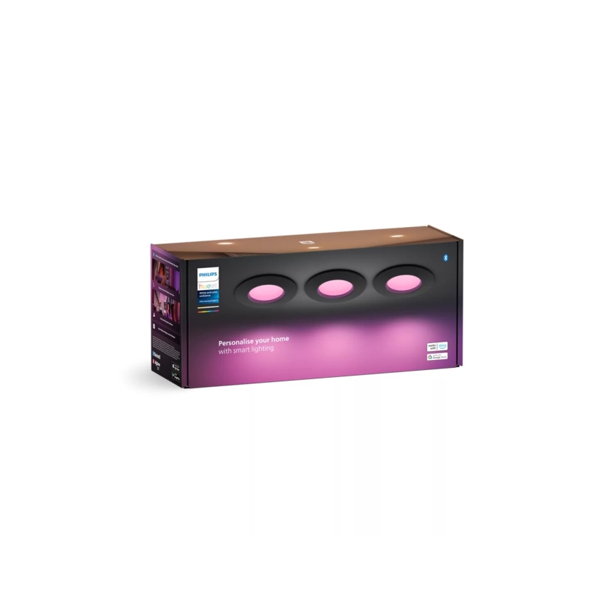 Philips - SET 3x LED RGBW Prigušiva ugradbena svjetiljka za kupaonicu Hue SLIM LED/8,3W/230V IP44 2000-6500K