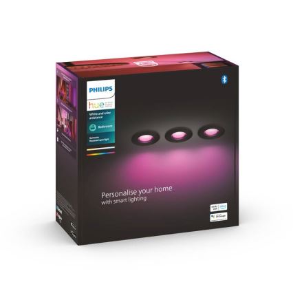 Philips -SET 3x LED RGBW Prigušiva ugradbena svjetiljka za kupaonicu Hue XAMENTO 1xGU10/5,7W/230V 2200-6500K IP44