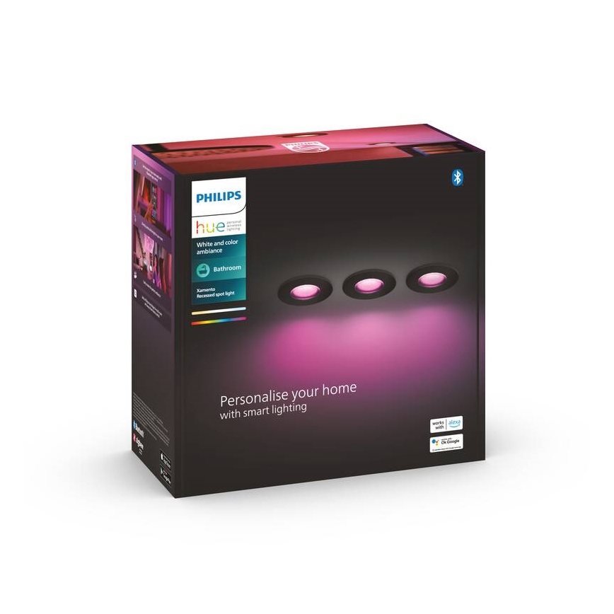 Philips -SET 3x LED RGBW Prigušiva ugradbena svjetiljka za kupaonicu Hue XAMENTO 1xGU10/5,7W/230V 2200-6500K IP44