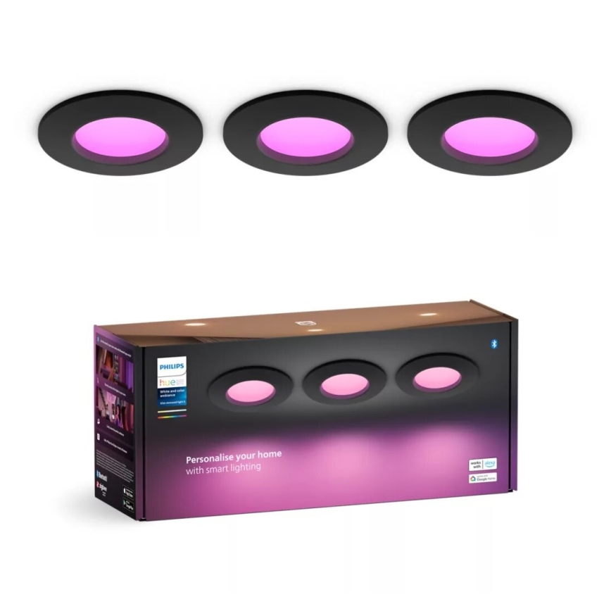 Philips - SET 3x LED RGBW Prigušiva ugradbena svjetiljka za kupaonicu Hue SLIM LED/8,3W/230V IP44 2000-6500K