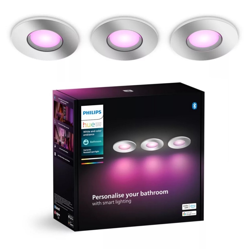 Philips - SET 3x LED RGBW Prigušiva ugradbena svjetiljka za kupaonicu Hue XAMENTO 1xGU10/4,2W/230V IP44 2000-6500K