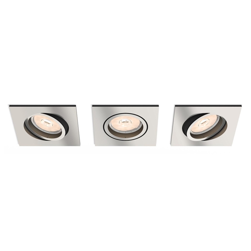 Philips - Komplet od 3 prigušive ugradne LED svjetiljke RGBW DONEGAL 3xGU10/4,8W/230V + daljinski upravljač