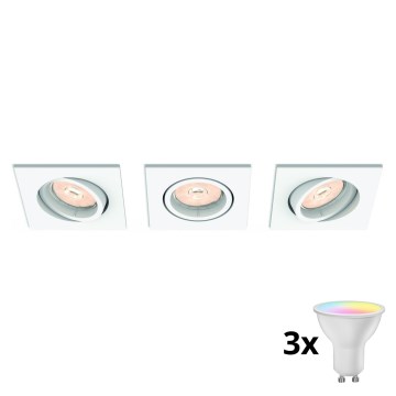 Philips - SET 3x LED RGBW prigušivo ugradno stropno svjetlo 1xGU10/4,8W/230V bijelo + daljinski upravljač