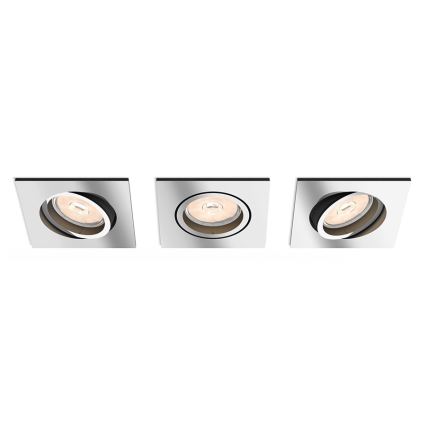 Philips - Komplet 3x RGBW LED prigušivih ugradnih stropnih svjetiljki DONEGAL 1xGU10/4,8W/230V + daljinski upravljač