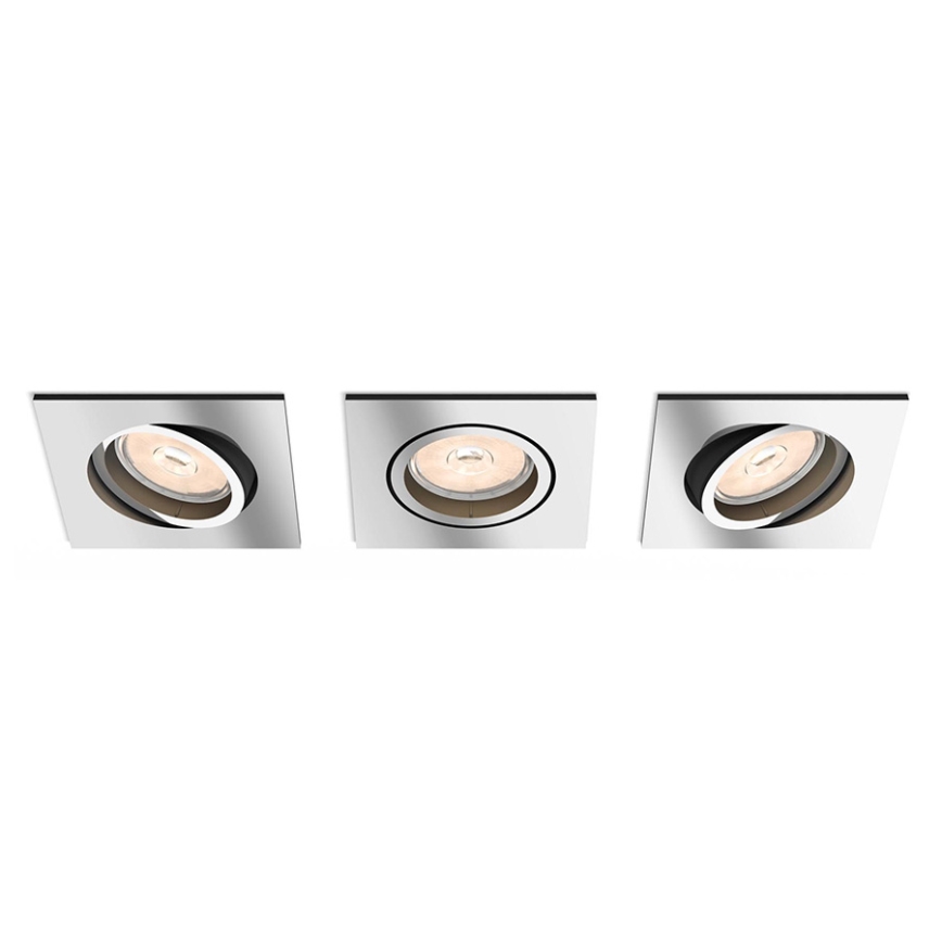 Philips - Komplet 3x RGBW LED prigušivih ugradnih stropnih svjetiljki DONEGAL 1xGU10/4,8W/230V + daljinski upravljač