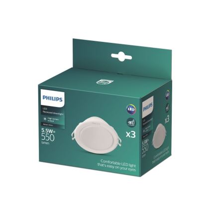 Philips - SET 3x LED Ugradbena svjetiljka MESON LED/5,5W/230V 4000K