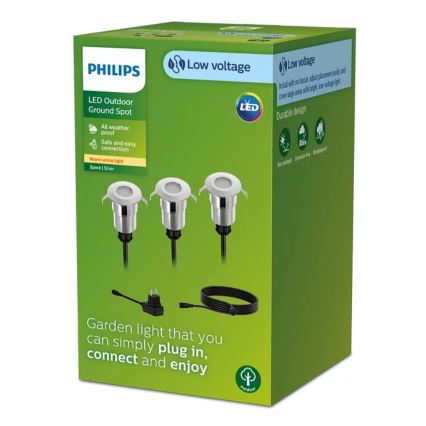 Philips - SET 3x LED Vanjska ugradbena svjetiljka SPORE LED/1W/24/230V IP67