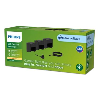 Philips - SET 3x LED Vanjska zidna svjetiljka GRITS LED/1,5W/24/230V IP44