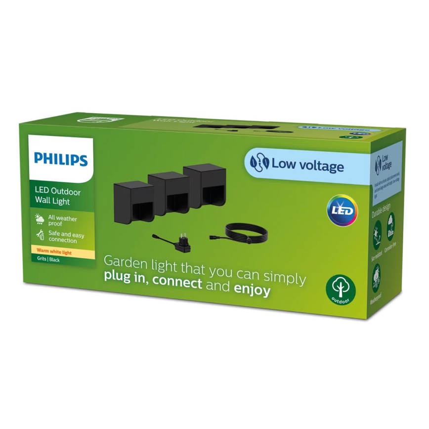 Philips - SET 3x LED Vanjska zidna svjetiljka GRITS LED/1,5W/24/230V IP44