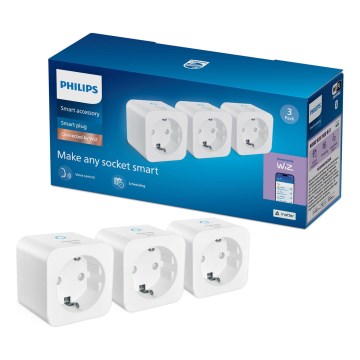 Philips - SET 3x pametne SCHUKO utičnice 2300 W Wi-Fi