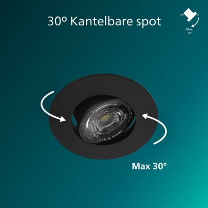 Philips - Set od 3 prigušive ugradne LED svjetiljke CILANTRO LED/5W/230V 4000K crne