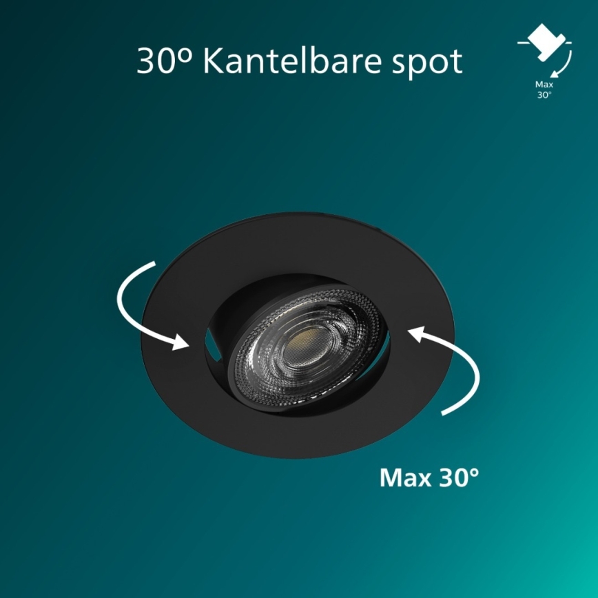 Philips - Set od 3 prigušive ugradne LED svjetiljke CILANTRO LED/5W/230V 4000K crne