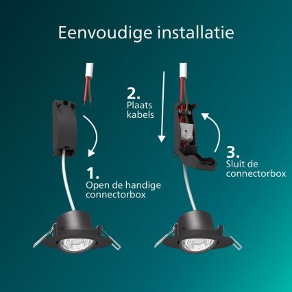 Philips - Set od 3 prigušive ugradne LED svjetiljke CILANTRO LED/5W/230V 4000K crne