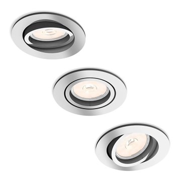 Philips - SET 3x Ugradbena svjetiljka 3xGU10/5,5W/230V sjajni krom