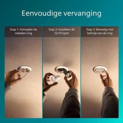 Philips - SET 3x ugradna stropna svjetiljka PERIDOT 1xGU10/7W/230V srebrna