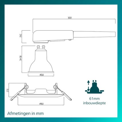 Philips - SET 3x ugradna stropna svjetiljka PERIDOT 1xGU10/7W/230V srebrna