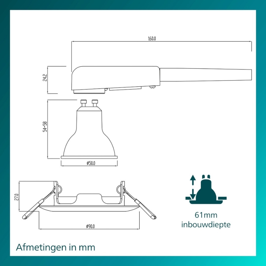 Philips - SET 3x ugradna stropna svjetiljka PERIDOT 1xGU10/7W/230V srebrna